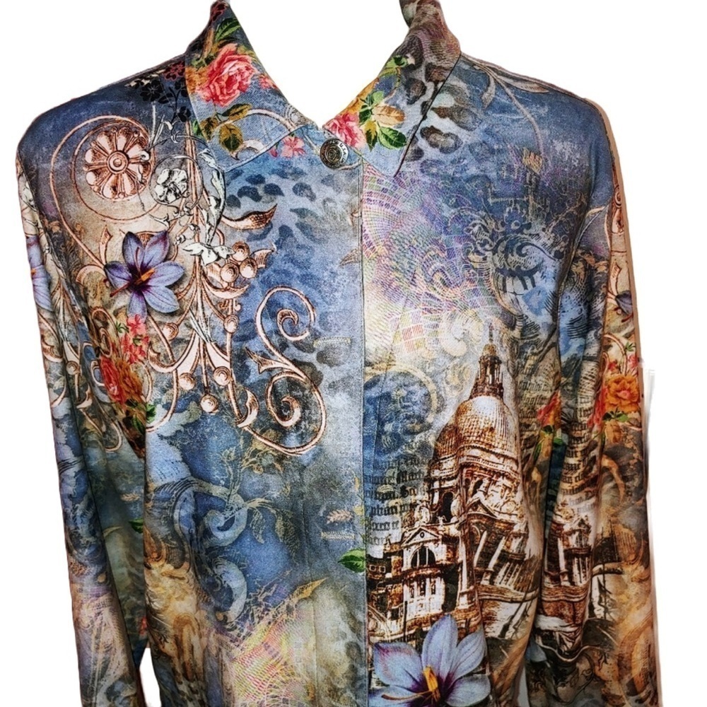 Vintage Floral Print Lightweight Jacket L